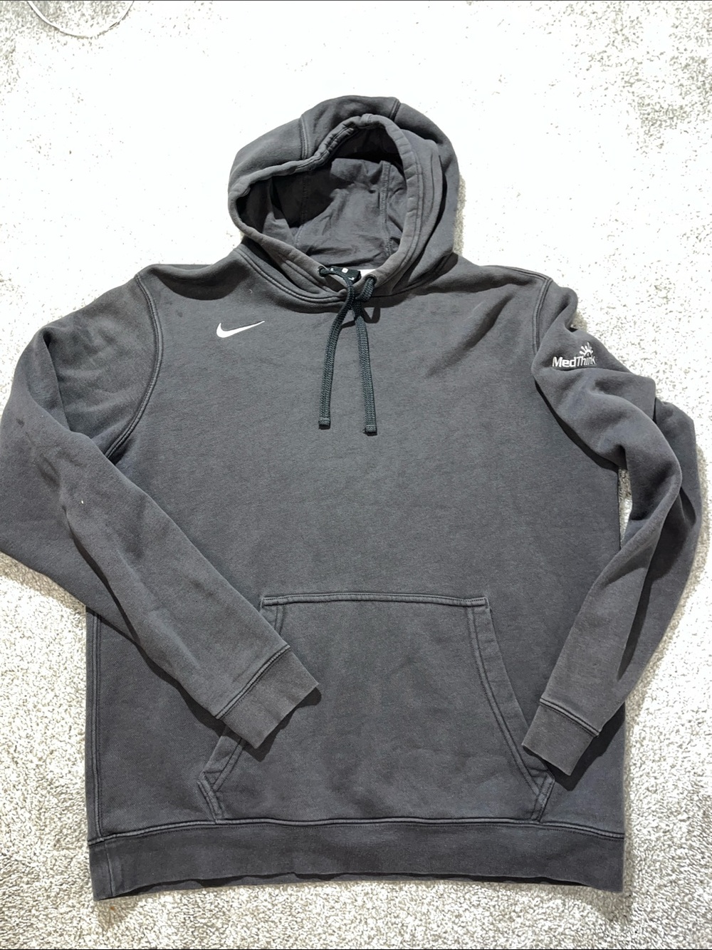Mens Nike Fleece Gray Hooded Hoodie Swoosh sweatshirt M Medthink Medical